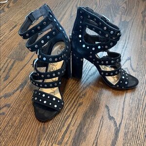 Sam Edelman Black Strappy Studded Heels